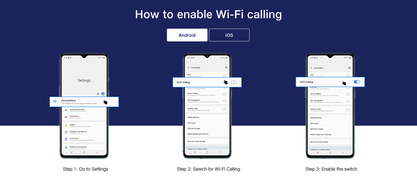 wifi Calling device settings Android